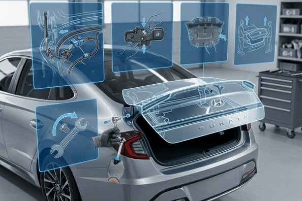 Hyundai Sonata: How to remove the trunk lid — step by step