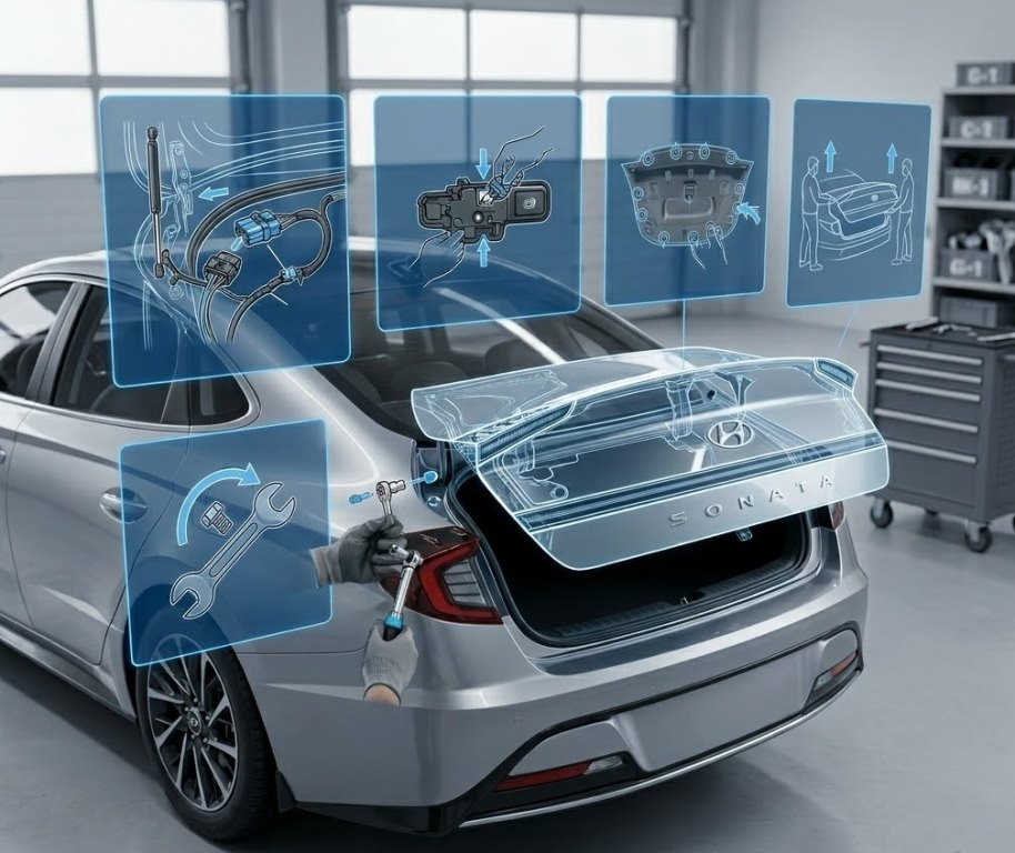 Hyundai Sonata: How to remove the trunk lid — step by step