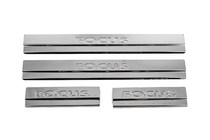 Ford Focus II 2005-2008 Door sill plates V2 (Carmos, 4 pcs, stainless steel) photo 1