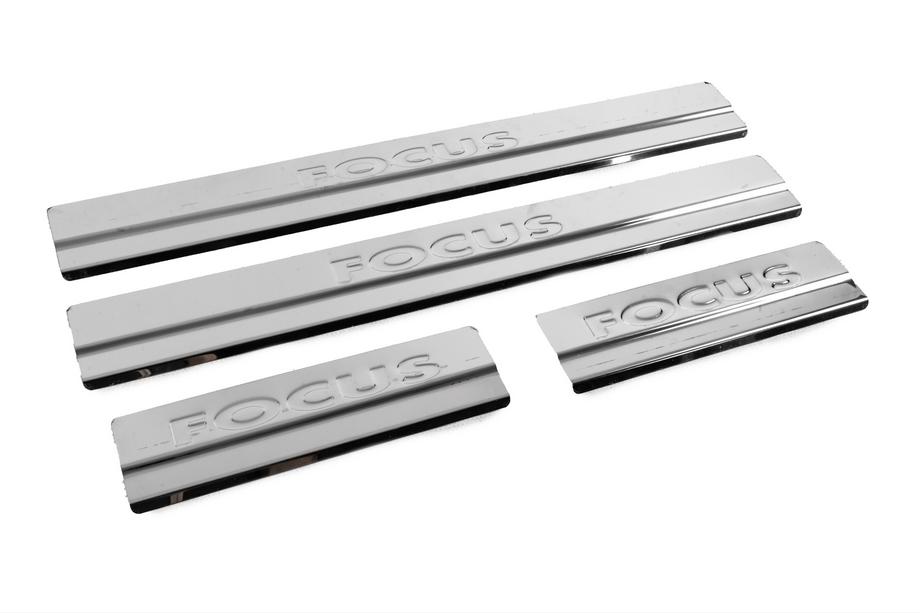 Ford Focus II 2008-2011 Door sill plates V2 (Carmos, 4 pcs, stainless steel) Photo 3