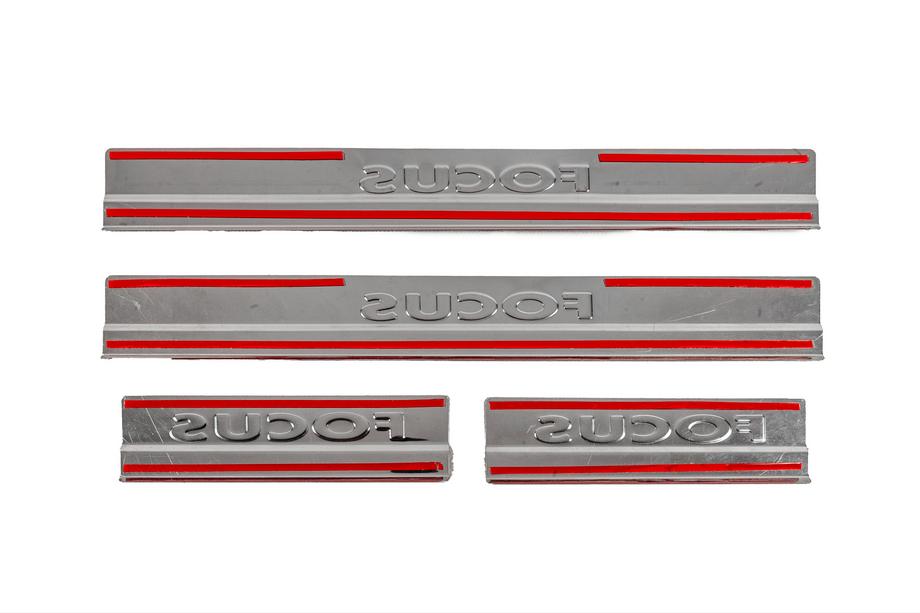 Ford Focus II 2008-2011 Door sill plates V2 (Carmos, 4 pcs, stainless steel) Photo 4