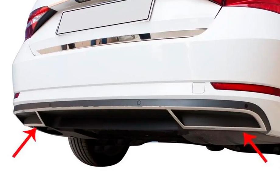 Skoda Superb 2015-2024 Carmos rear bumper edge trims (2 pcs, stainless steel) Image