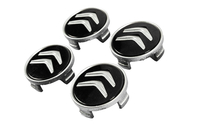 Citroen Wheel center caps 60/56 mm (Black with chrome, 4 pcs) photo 2
