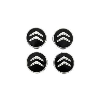 Wheel center caps 60/56 mm (Black with chrome, 4 pcs)
