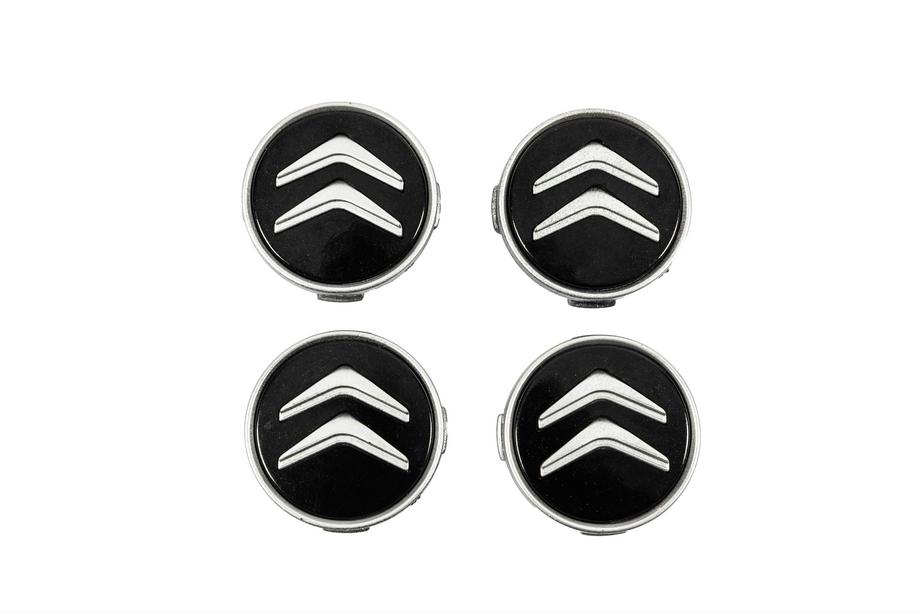 Citroen Wheel center caps 60/56 mm (Black with chrome, 4 pcs) Image