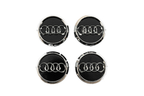 Audi Wheel center caps 60/58 mm (Black with chrome, set of 4) photo 1