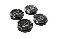 Audi Wheel center caps 60/58 mm (Black with chrome, set of 4) photo 3