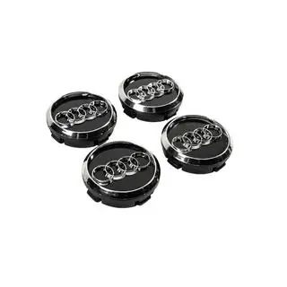 Wheel center caps 60/58 mm (Black with chrome, set of 4) photo 3