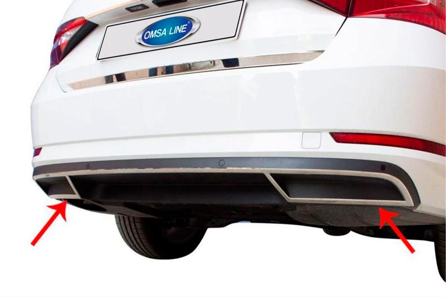 Skoda Superb 2015-2024 Bumper end trims OmsaLine (2 pcs, stainless steel) Image