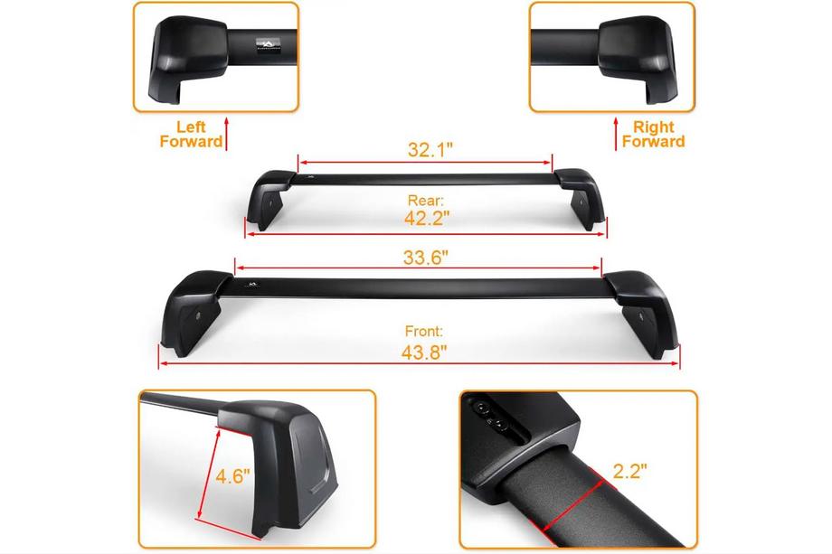 Jeep Grand Cherokee WL 2021- Roof rack cross bars for integrated roof rails OEM (2 pcs) Black Photo 7