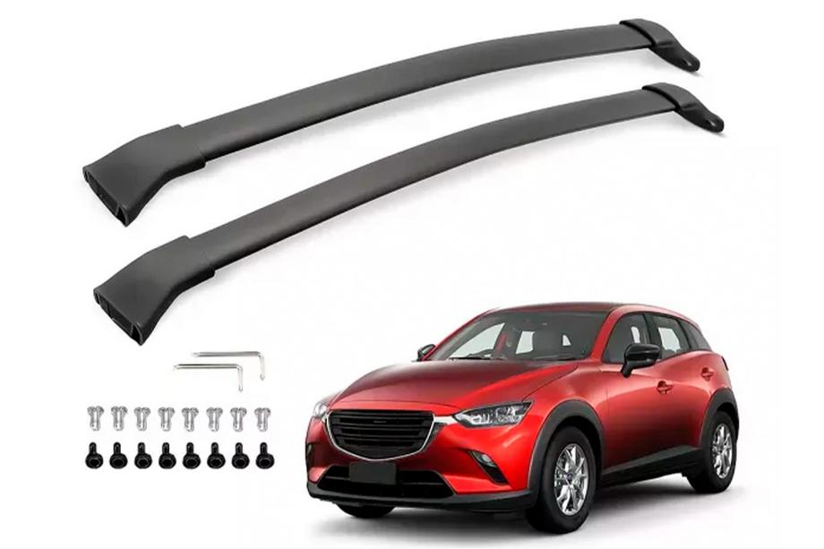 Mazda CX-3 2015- Roof rack cross bars for integrated roof rails OEM (2 pcs) Black Photo 3
