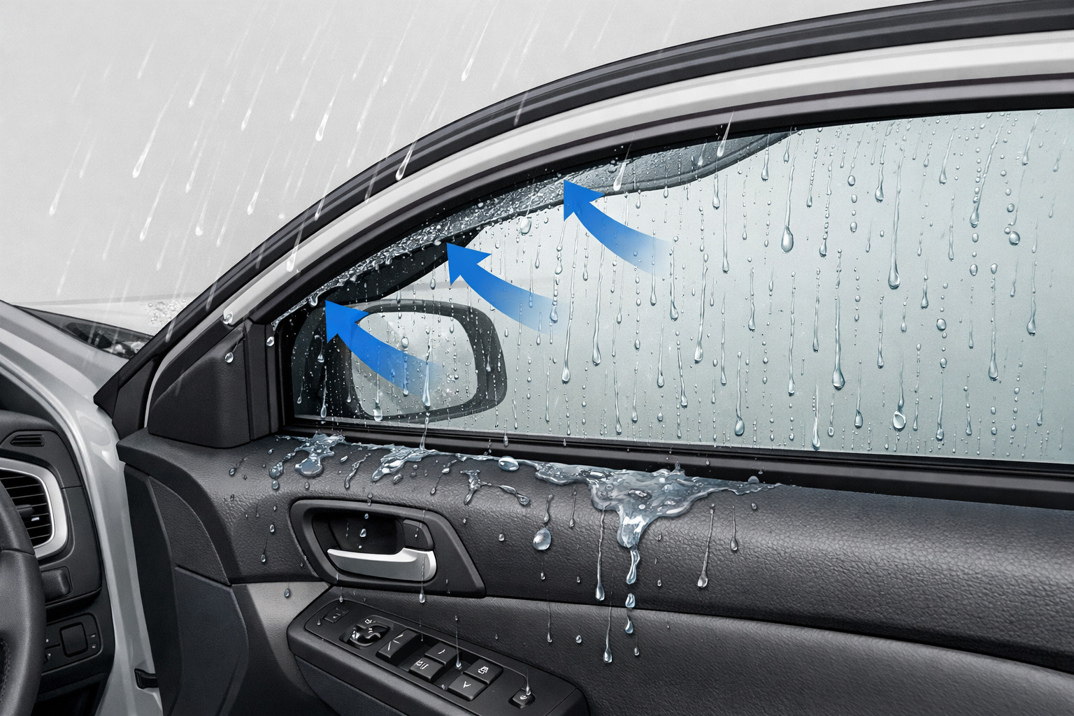 Rain gets into the cabin with the window slightly open: What to do
