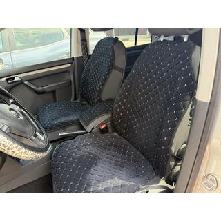 Velour seat cover (1 pc, black with grey stitching) photo 1