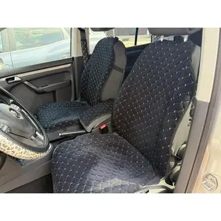 Velour seat cover (1 pc, black with grey stitching) photo 1
