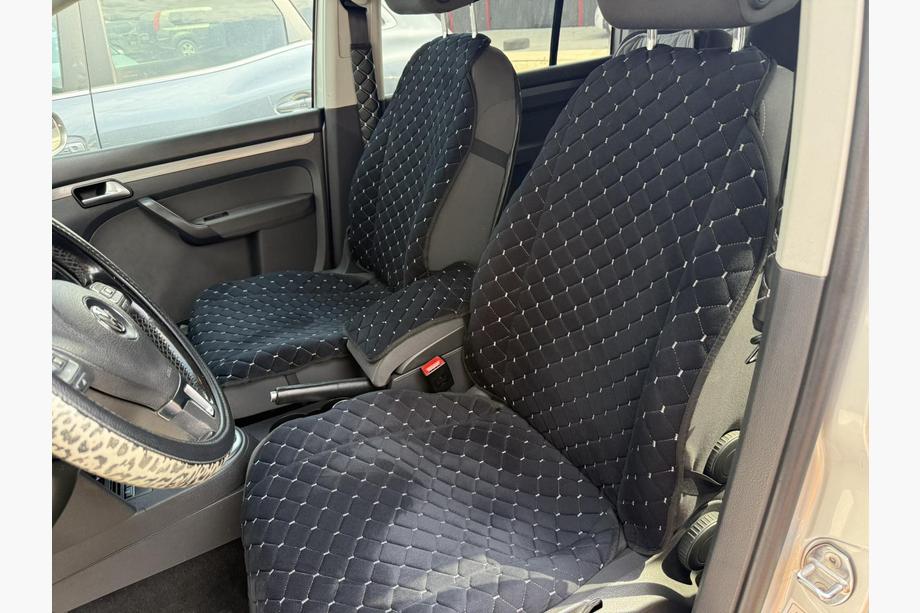 Velour seat cover (1 pc, black with grey stitching) Image