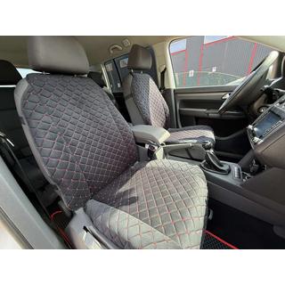 Velour seat cover pad (1 pc, black with red stitching) photo 2