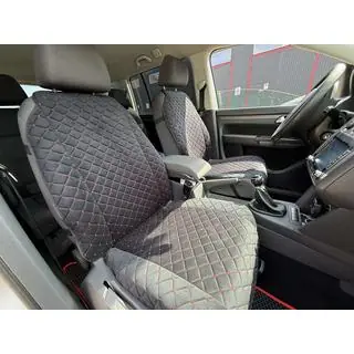 Velour seat cover pad (1 pc, black with red stitching) photo 2