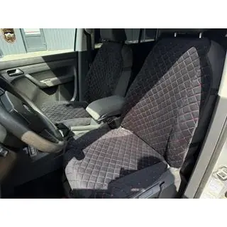 Velour seat cover pad (1 pc, black with red stitching) photo 1