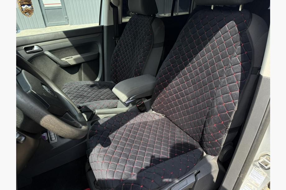 Velour seat cover pad (1 pc, black with red stitching) Image