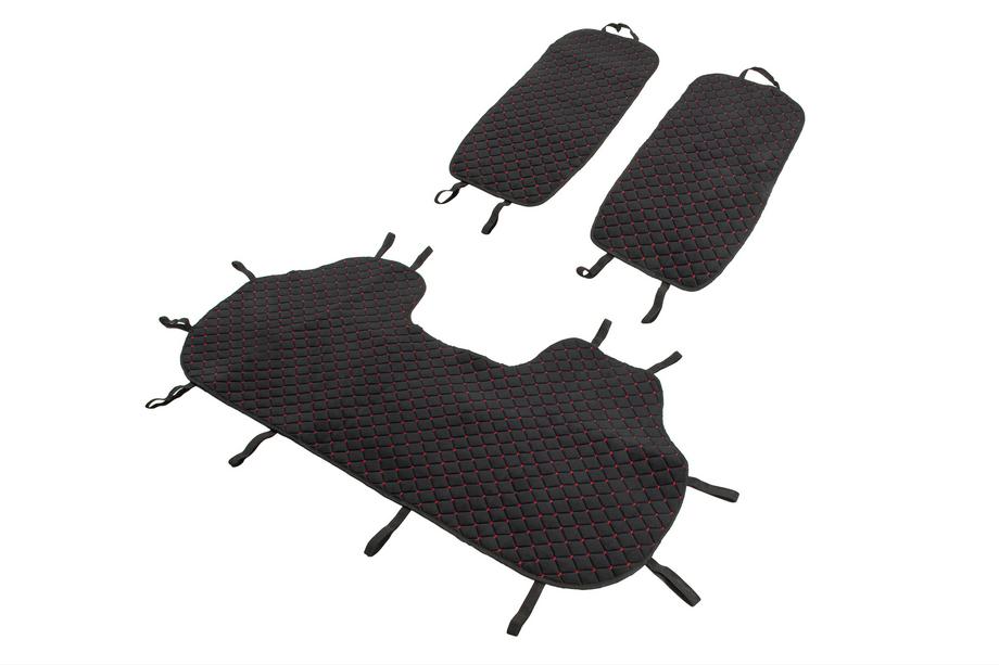 Rear seat covers Velour (set, Black with red stitching) Photo 4