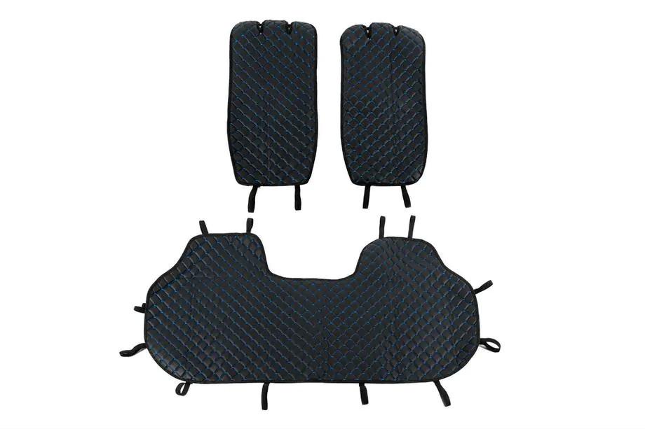 Velour rear seat covers (set, black with blue stitching) Photo 1
