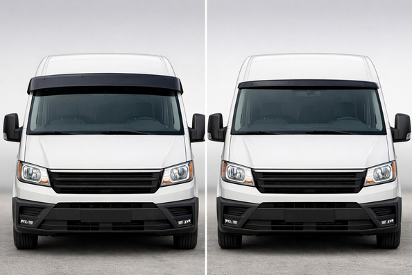 Windshield deflector for a van: wide or compact option?