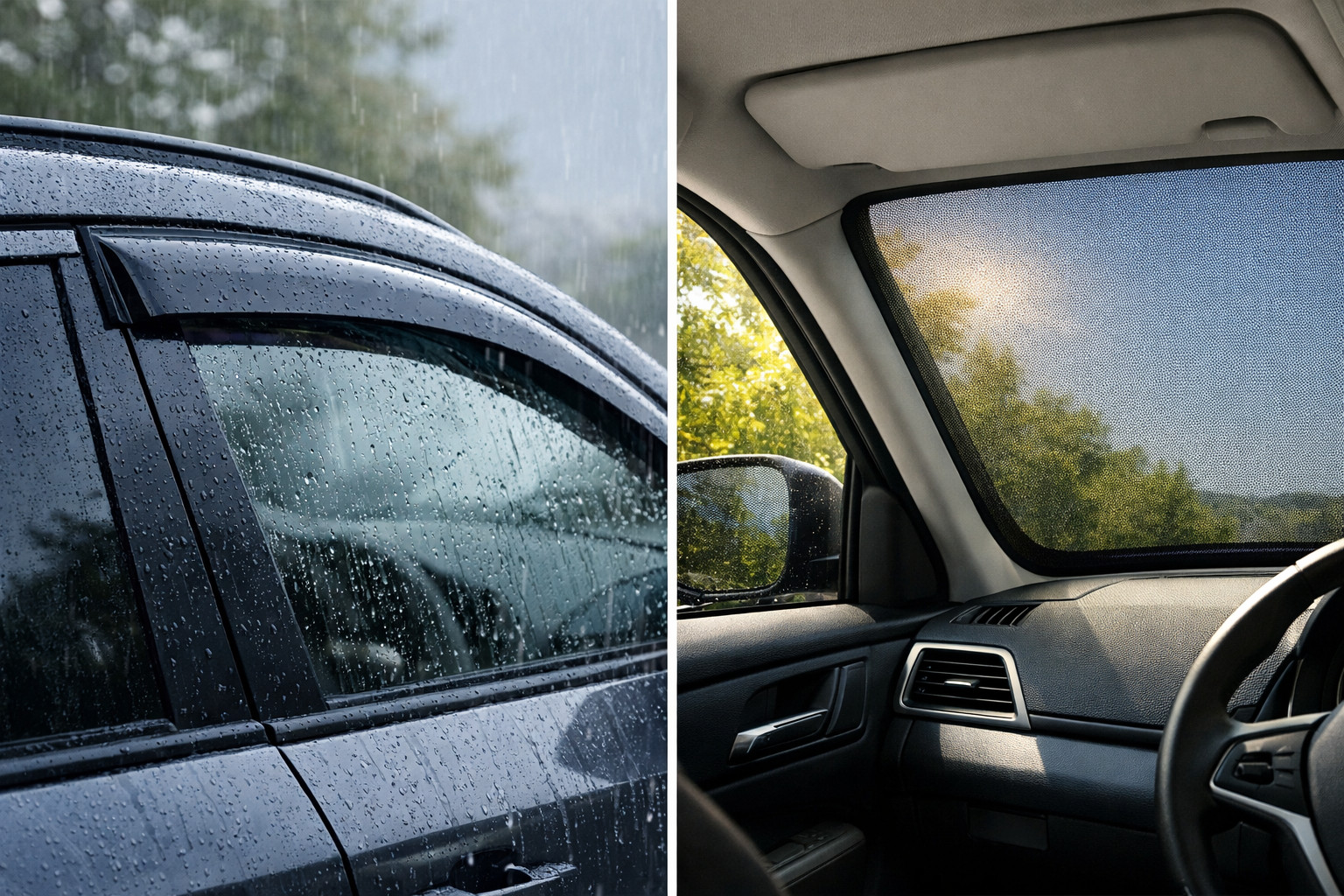 Wind deflectors or sun shades: what’s better in summer and rain