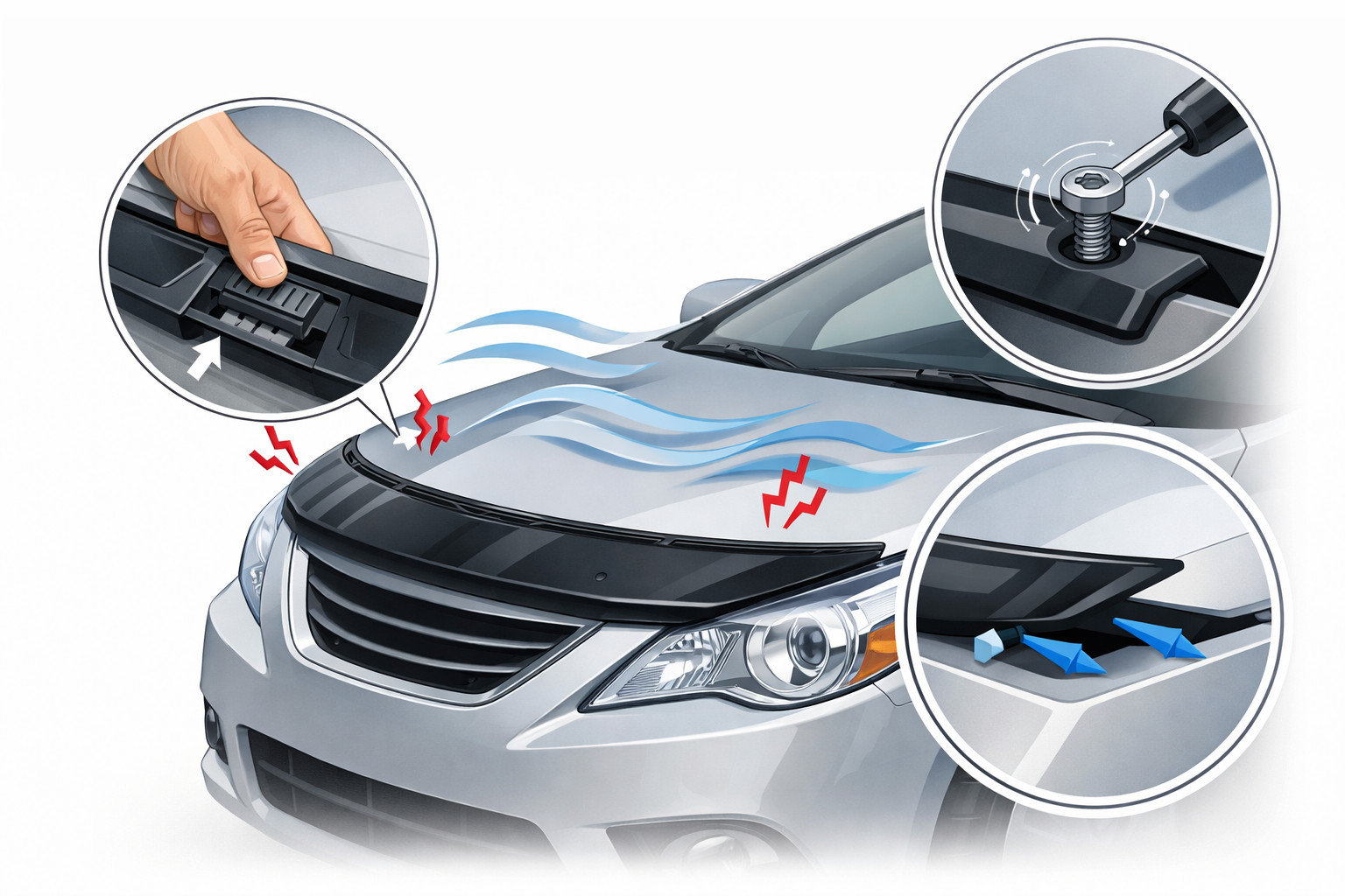 Hood deflector is noisy or vibrating: What to check