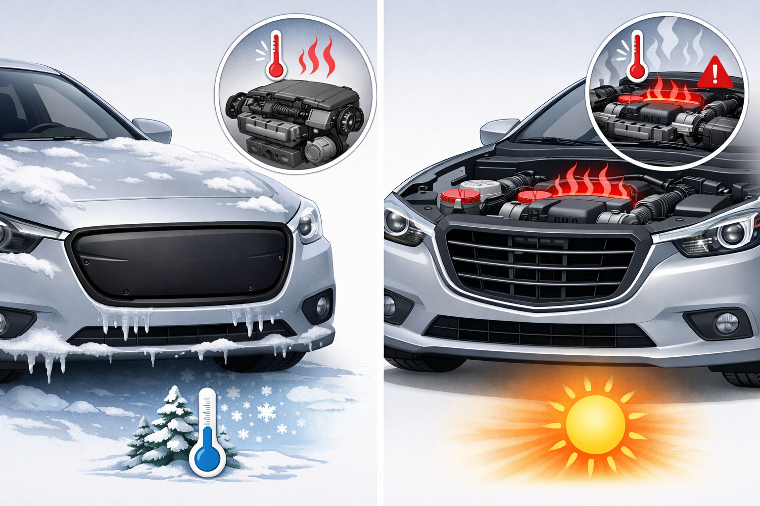 Winter grille cover: when it helps the engine—and when it harms