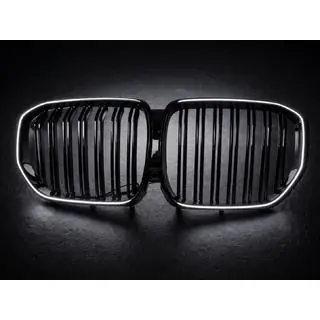 BMW kidney grilles M-Look LED (2019-2022, gloss black) photo 4