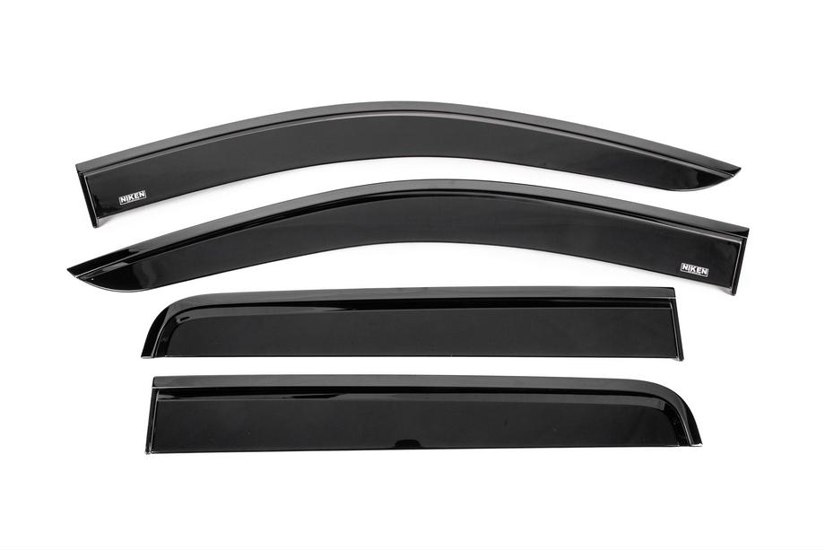 Nissan Navara/NP300 2016- Window wind deflectors with black trim Niken Luxury (4 pcs) Photo 1