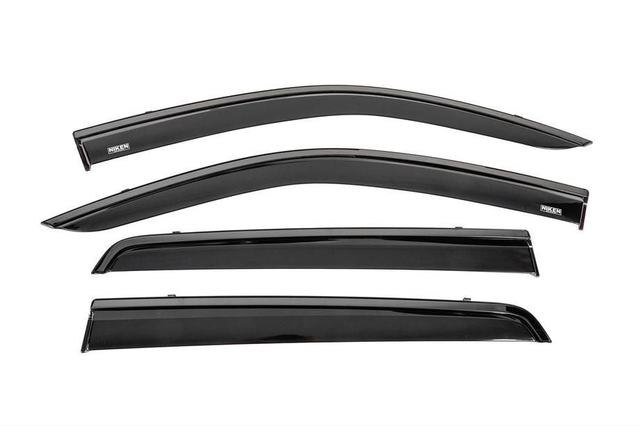 Toyota Hilux 2015- Window wind deflectors with black trim Niken Luxury (4 pcs) Photo 1