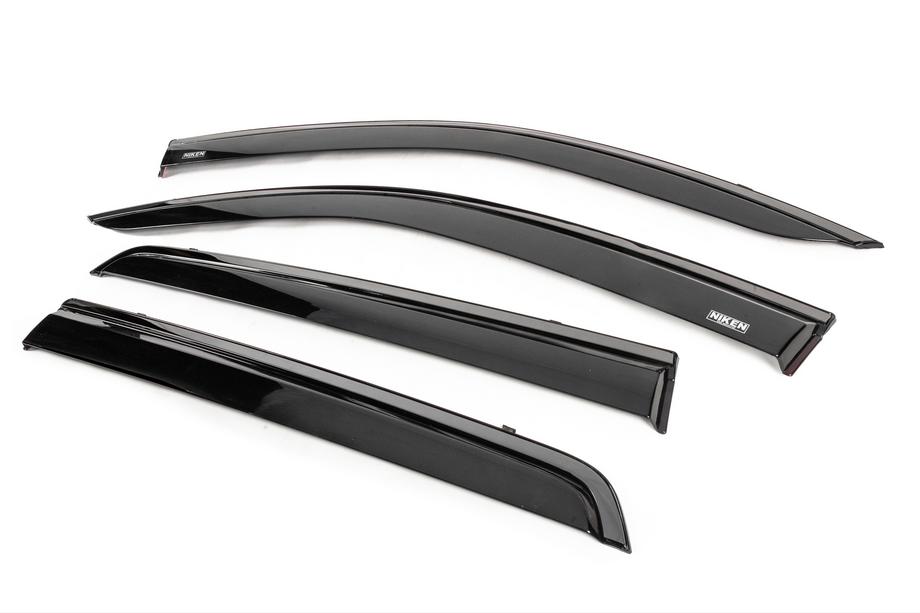 Toyota Hilux 2015- Window wind deflectors with black trim Niken Luxury (4 pcs) Photo 2