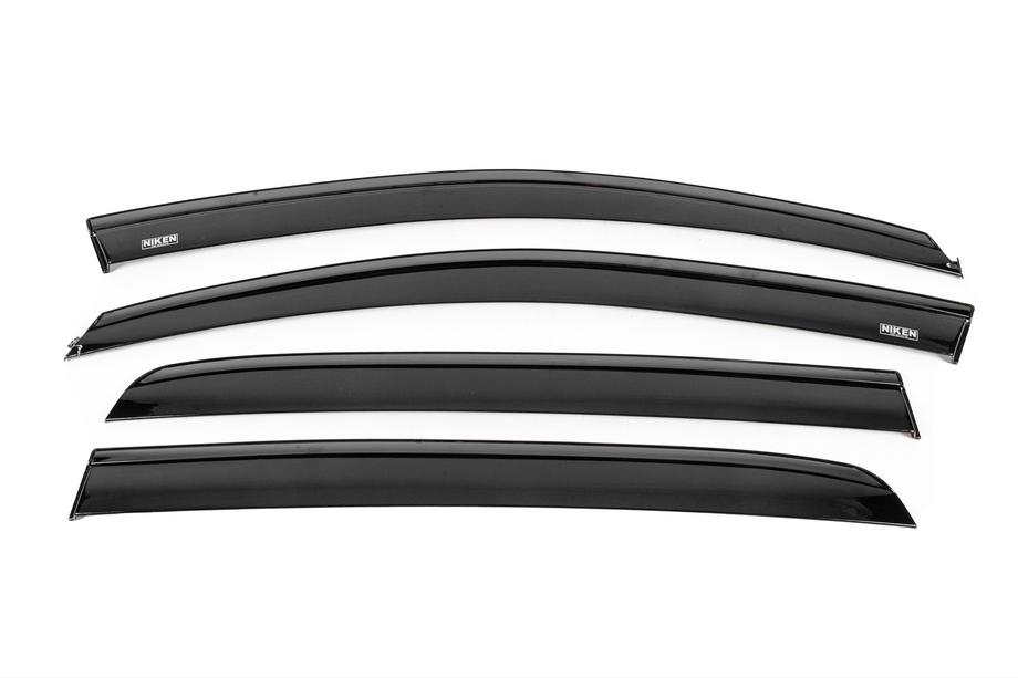 Volkswagen Golf 6 2008-2014 Side window wind deflectors with black molding Niken Luxury (HB, 4 pcs) Image