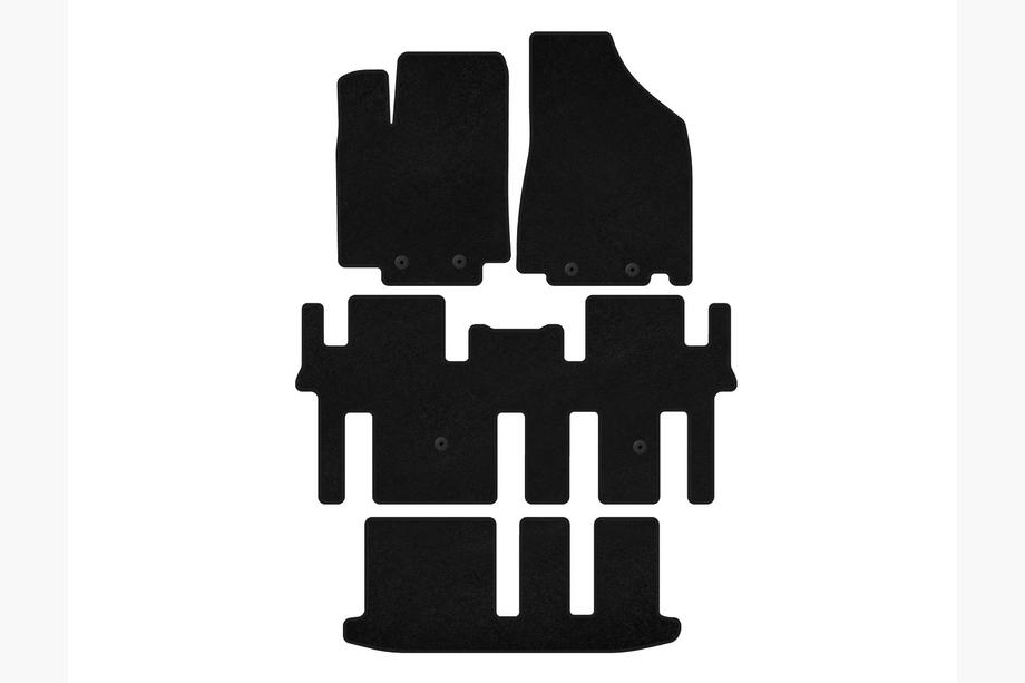 Nissan Pathfinder R52 2012-2021 Deluxe Textile Floor Mats (3 Rows, Black) Image