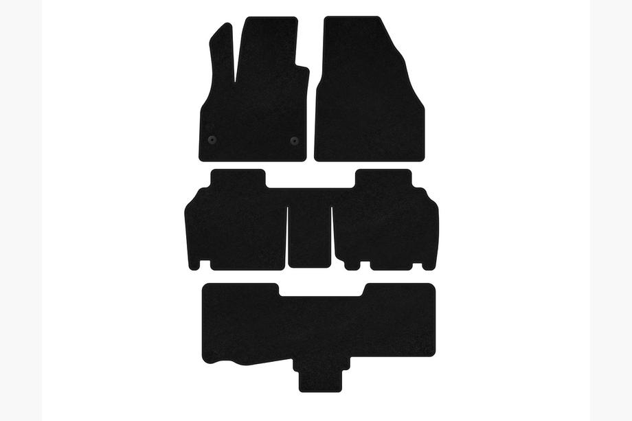 Renault Kangoo 2008–2020 Deluxe textile floor mats (3 rows, 5-door/7-seat, black) Image