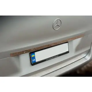Wide stainless steel tailgate trim above license plate photo 3