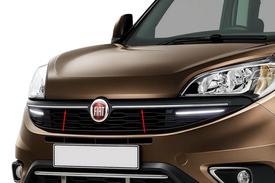 Fiat Doblo II 2010-2022 Grille Covers (2015↗, 2 pcs, Stainless Steel) Image