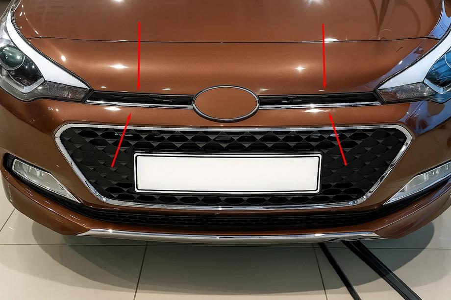 Hyundai I-20 2014-2020 Grille Covers 2014-2018 (2 pcs, stainless steel) Image