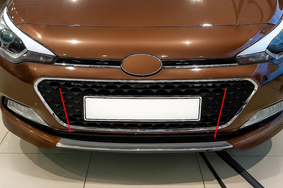 Hyundai I-20 2014-2020 Bumper grille trim 2014-2018 (stainless steel) Image