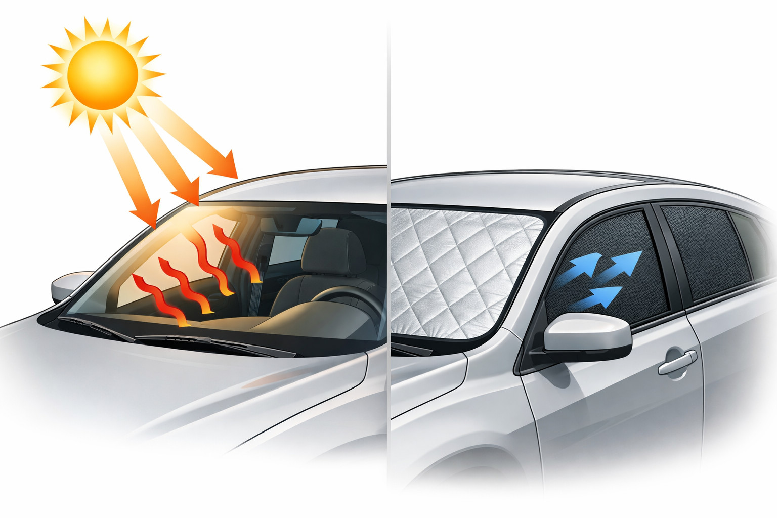 Do sunshades prevent cabin overheating when parked in the sun?