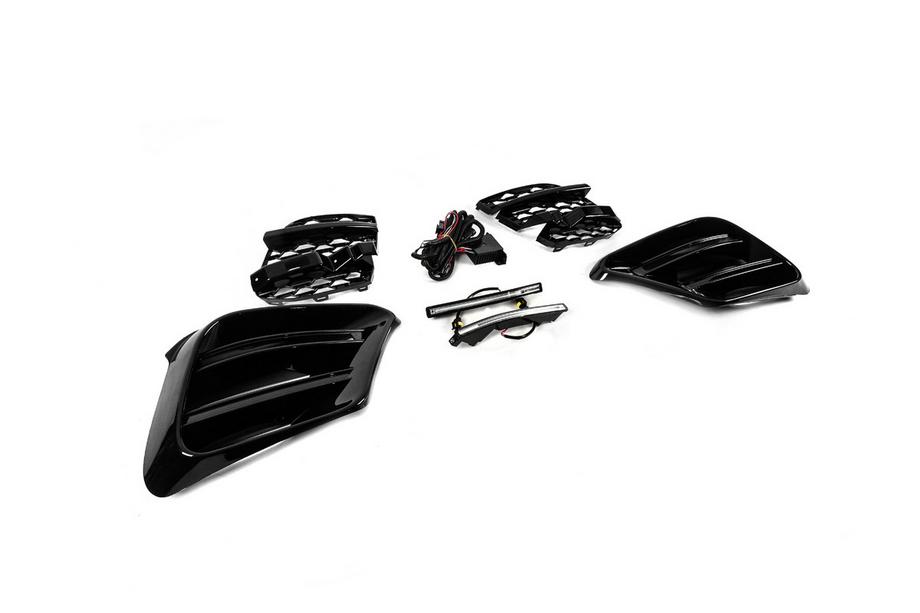 Mercedes S-class W223 2020- Front bumper grille set BRB (for AMG Line, with daytime running lights) Photo 1