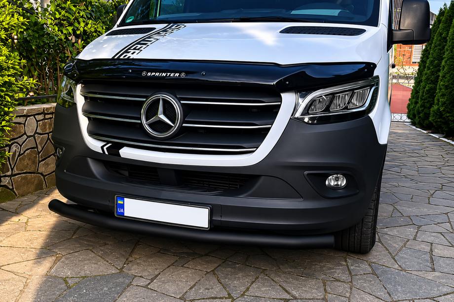 Mercedes Sprinter W907/W910 2018- Front protection bar ST008 Black (stainless steel) Image