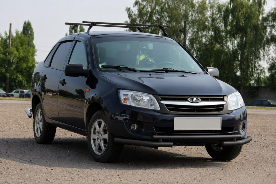 Lada Granta 2011- Front protection bar ST009-2 Black (stainless steel) Image