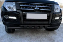 Mitsubishi Pajero Wagon IV 2006-2021 Front bull bar ST015 Black (stainless steel) photo 1