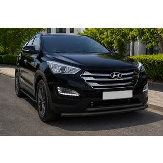 Front nudge bar ST014 Black (stainless steel) Hyundai Santa Fe 3 2012-2018 photo 1