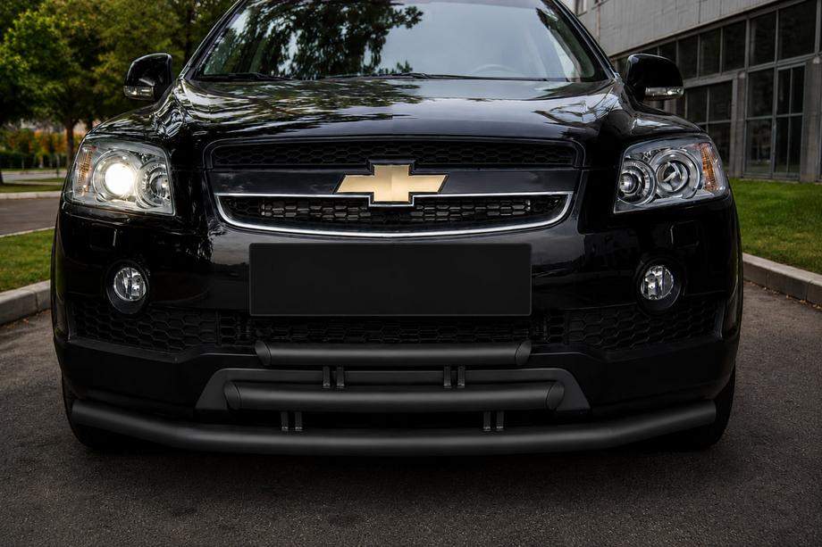 Chevrolet Captiva 2006-2019 Front triple bull bar Black (stainless steel) Image