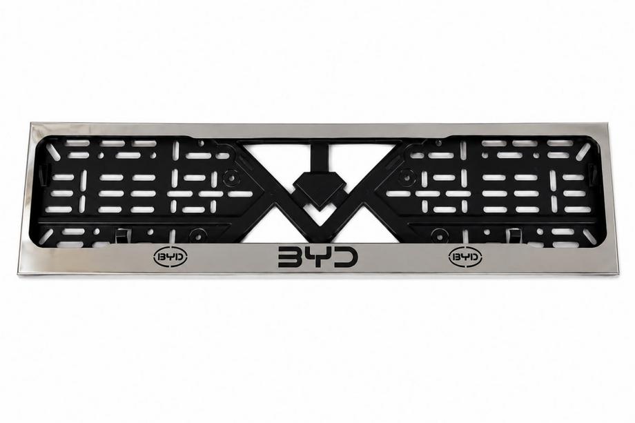 BYD License Plate Frame Chrome (1 pc, Stainless Steel) Image