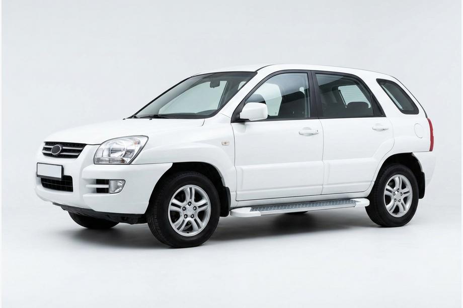 Kia Sportage 2004-2010 Side Steps Allmond White (2 pcs, Aluminum) Image
