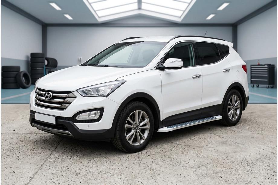 Hyundai Santa Fe 3 2012-2018 Side Steps Allmond White (2 pcs, Aluminum) Image